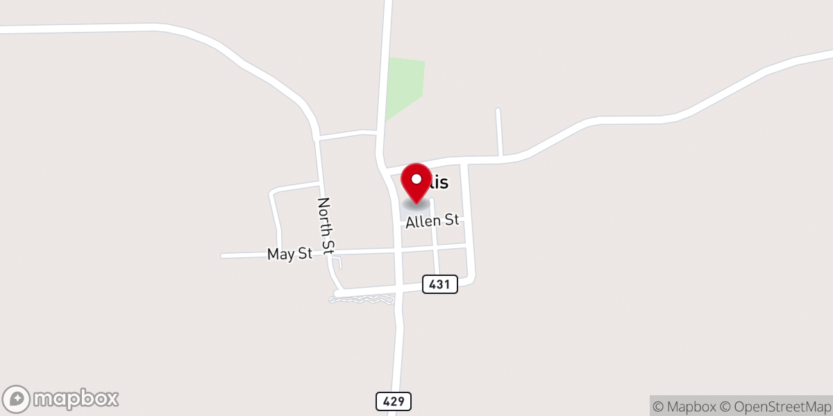 Map showing location of Sallis Baptist Church