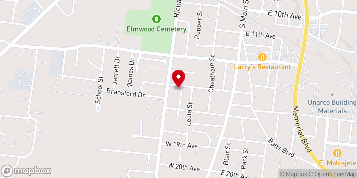 Map showing location of St John's Ame Church