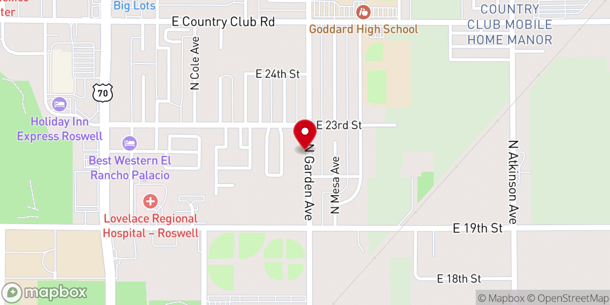 Map showing location of Hope Family Church of God