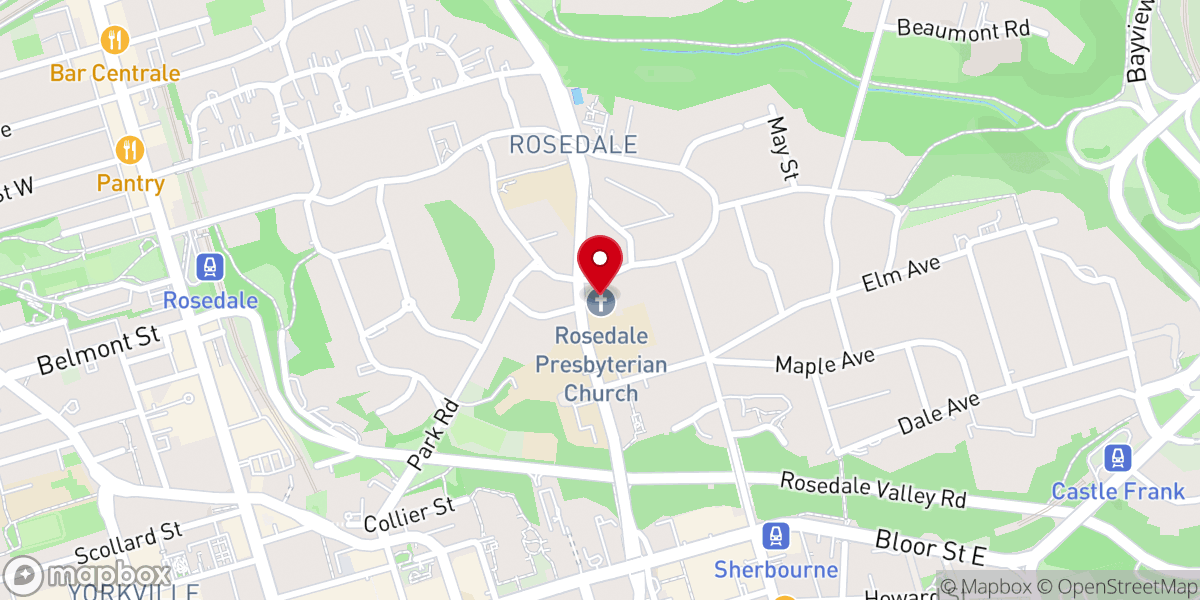 Map showing location of Rosedale Presbyterian Church