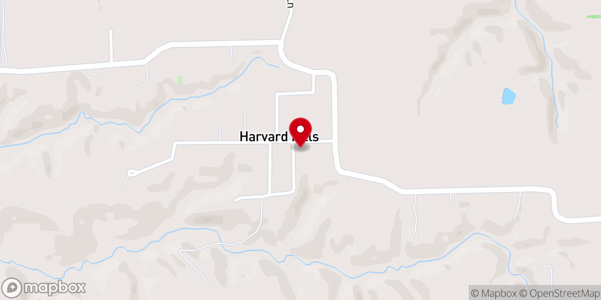 Map showing location of Harvard Hills Baptist Church
