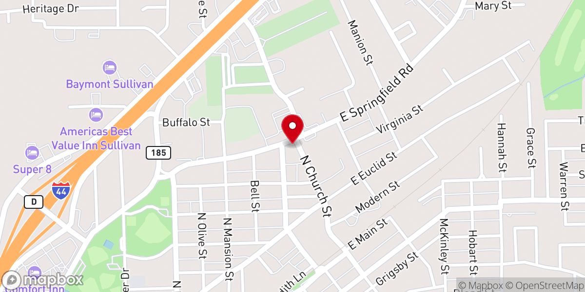 Map showing location of Parks & Recreation Department