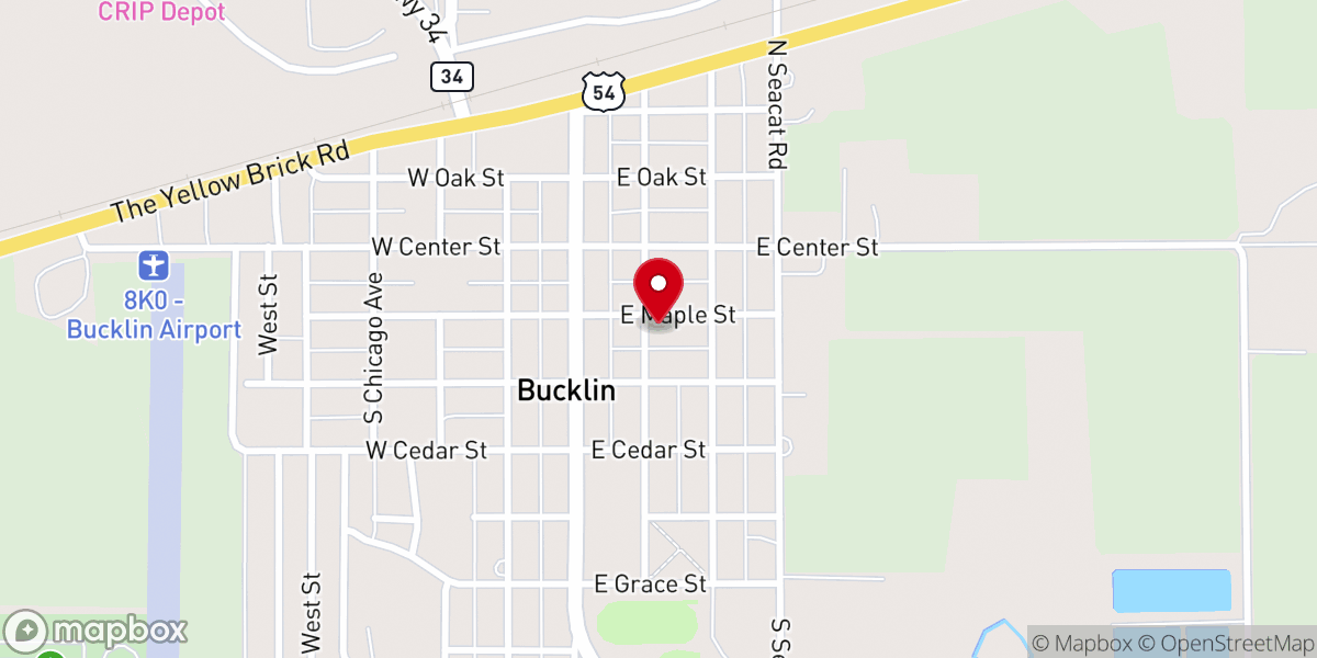 Map showing location of Bucklin Community Church