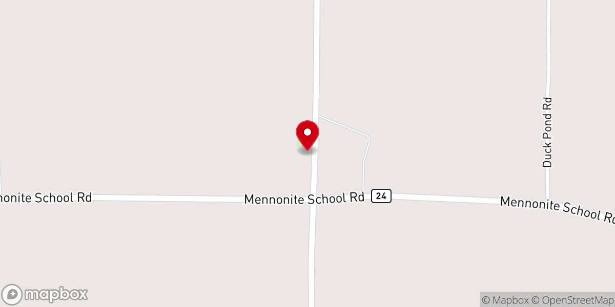 Map showing location of Montezuma Amish Mennonite Church