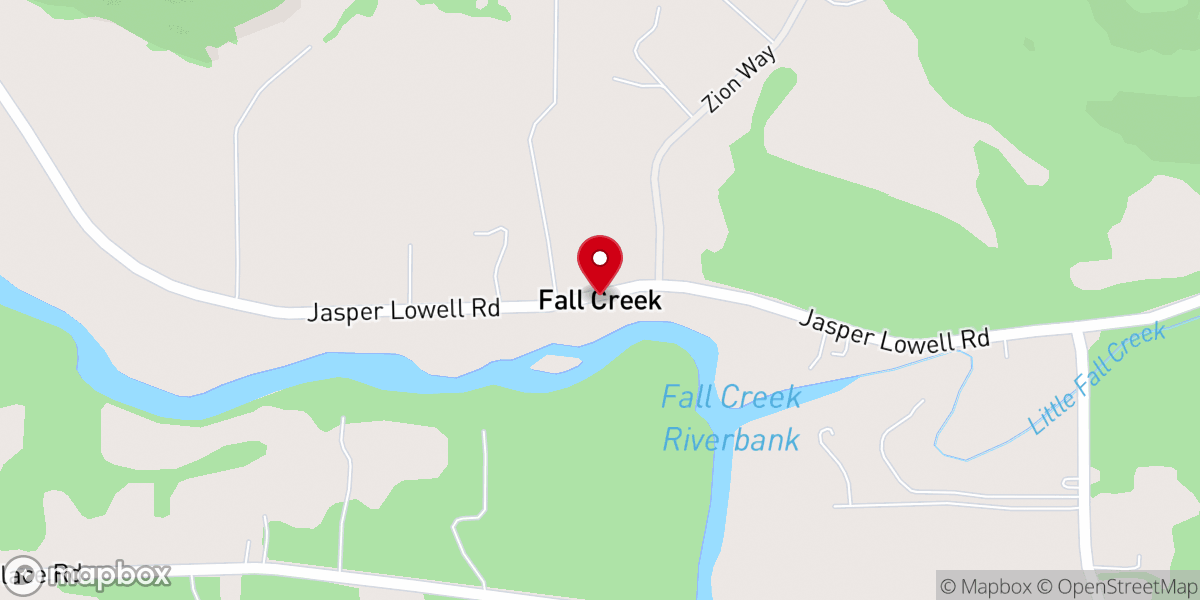 Map showing location of Fall Creek