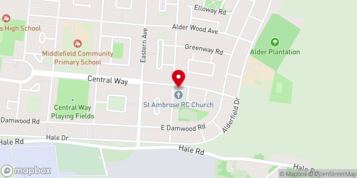 Map showing location of St Ambrose's Church