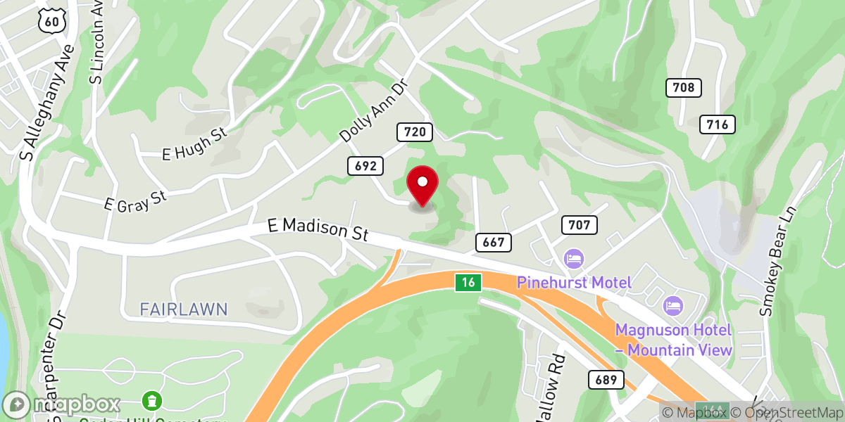 Map showing location of Temple Baptist Church