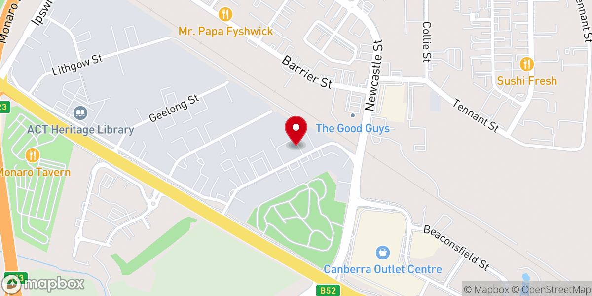 Map showing location of Canberra Pentecostal Church