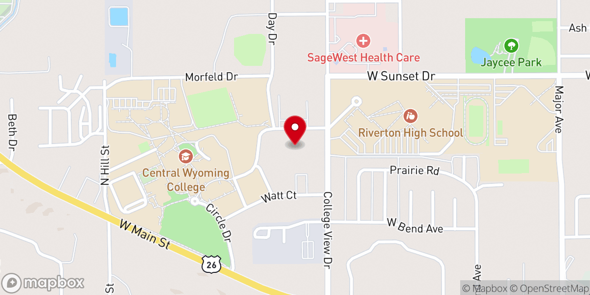 Map showing location of Community Entry Services - Riverton Division