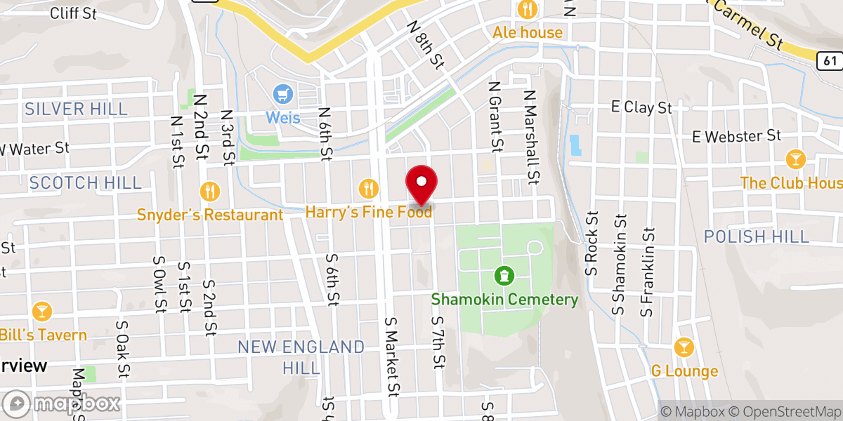 Map showing location of Grace Evangelical Lutheran Church