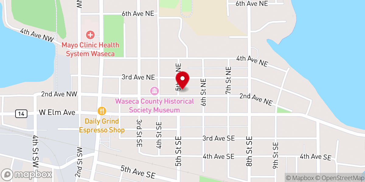 Map showing location of First Congregational Church