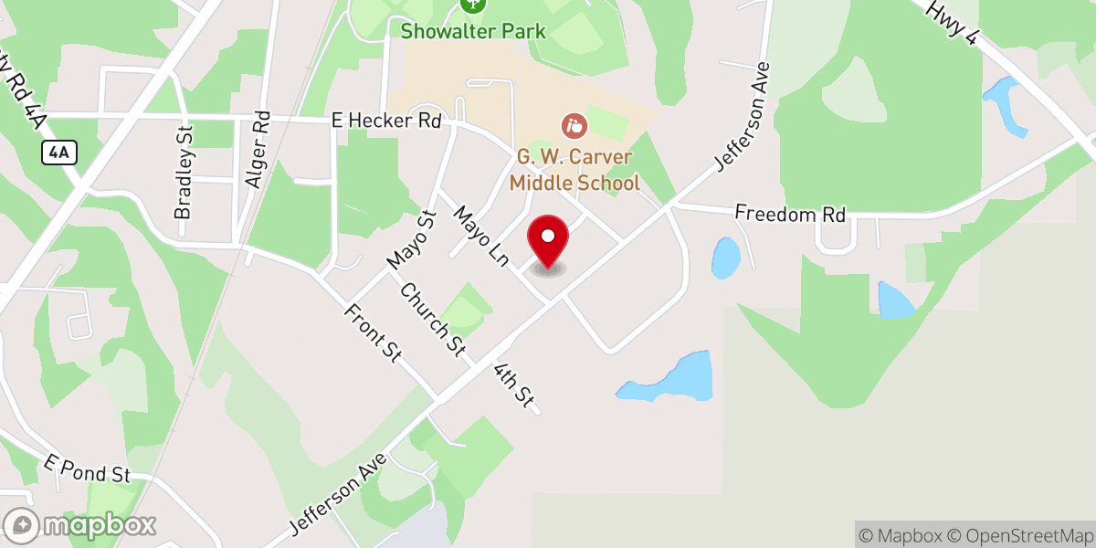 Map showing location of New Life Baptist Church