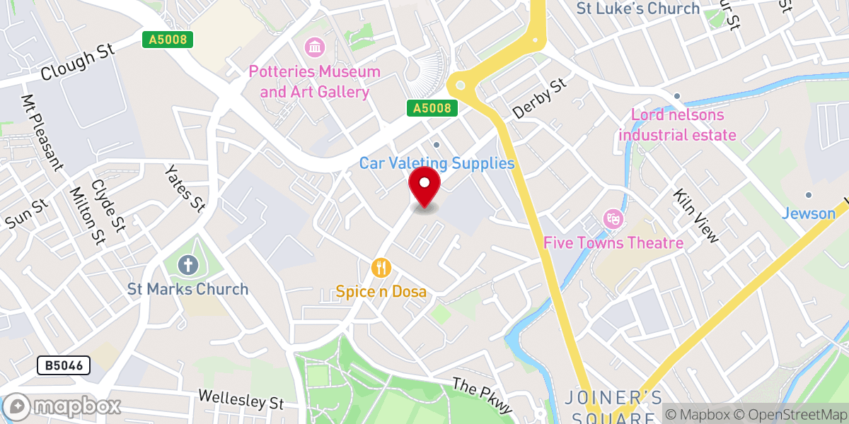 Map showing location of Hanley Baptist Church Centre