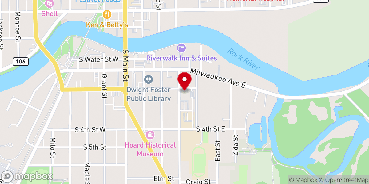 Map showing location of St. Paul's Evangelical Lutheran Church