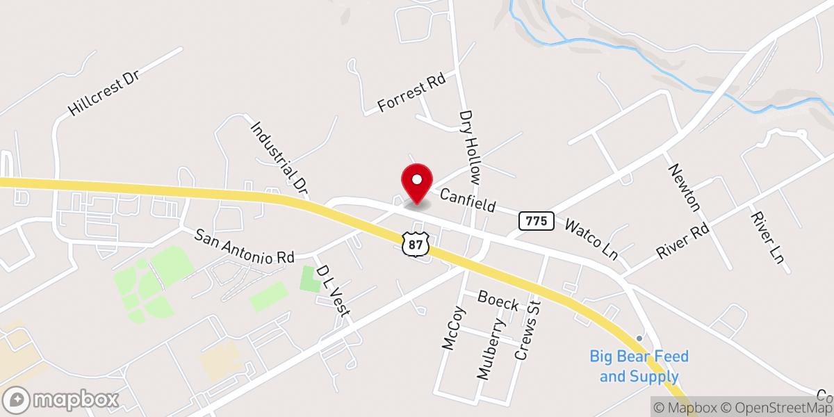 Map showing location of La Vernia Christian Food Pantry
