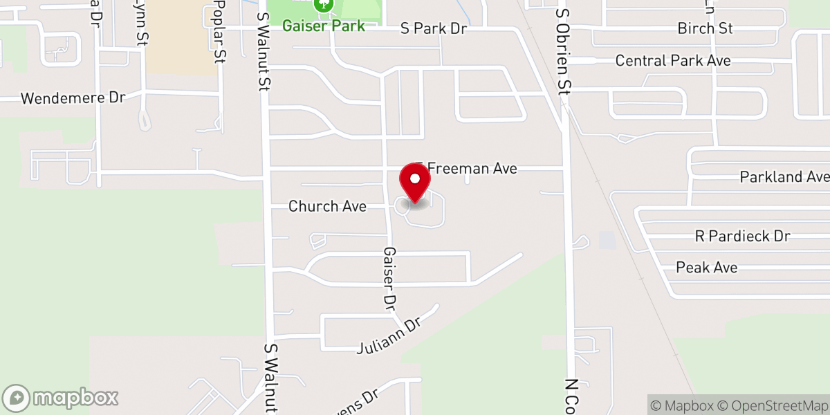 Map showing location of Zion Lutheran Church