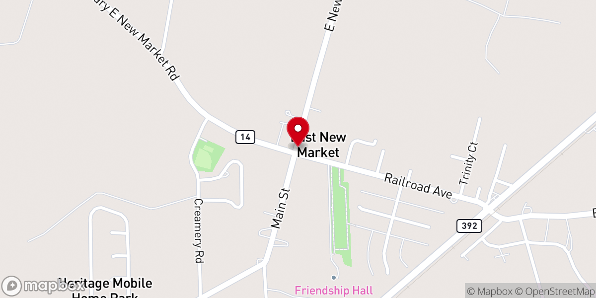 Map showing location of East New Market Town Hall