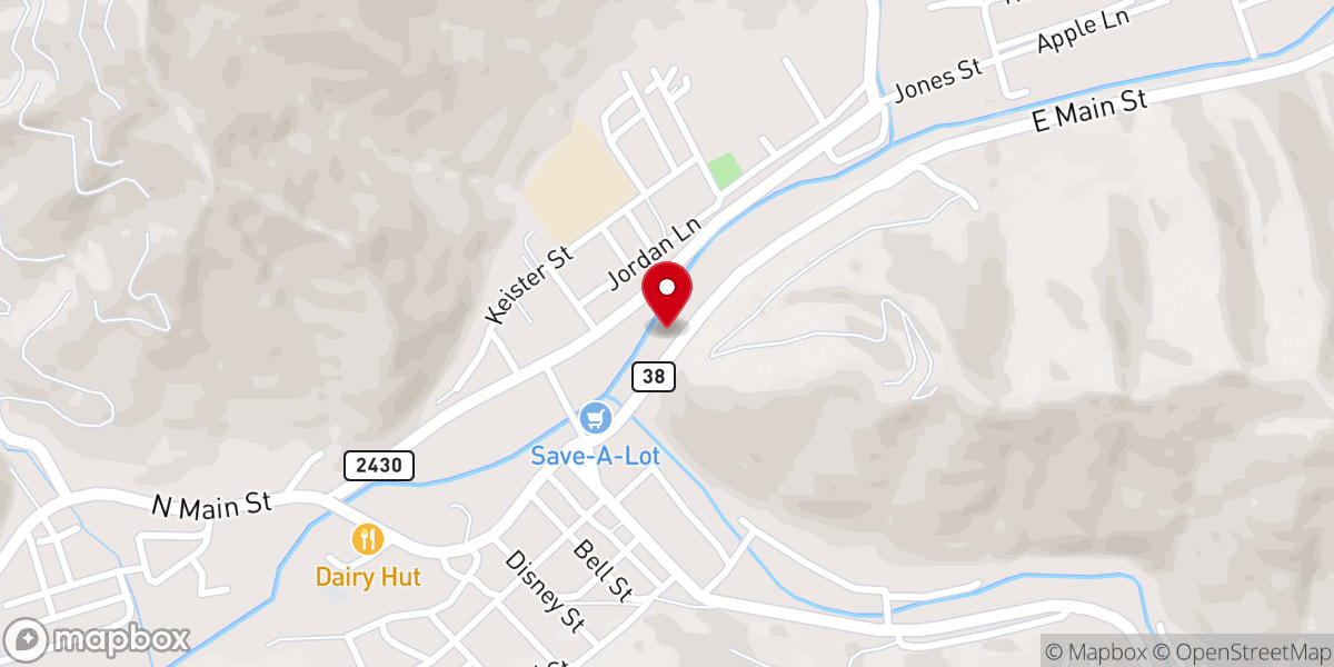 Map showing location of Evarts Free Pentecostal Holiness Church