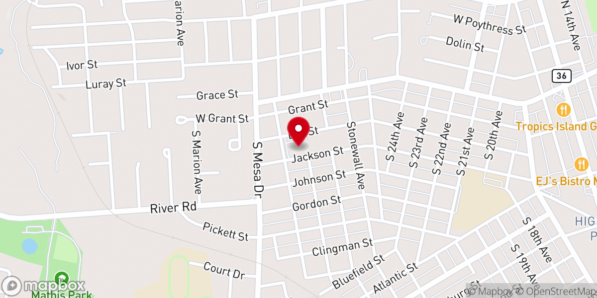 Map showing location of Powers Memorial Baptist Church