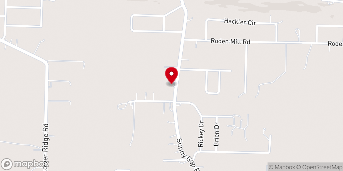 Map showing location of Sunny Gap Baptist Church