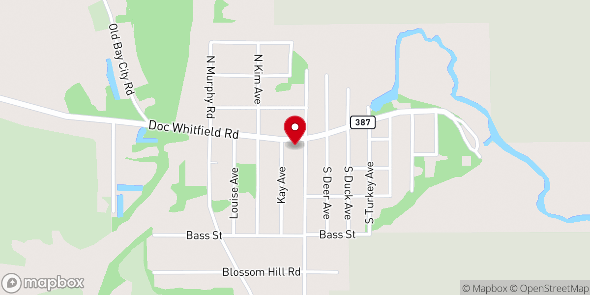 Map showing location of Howard Creek Baptist Church