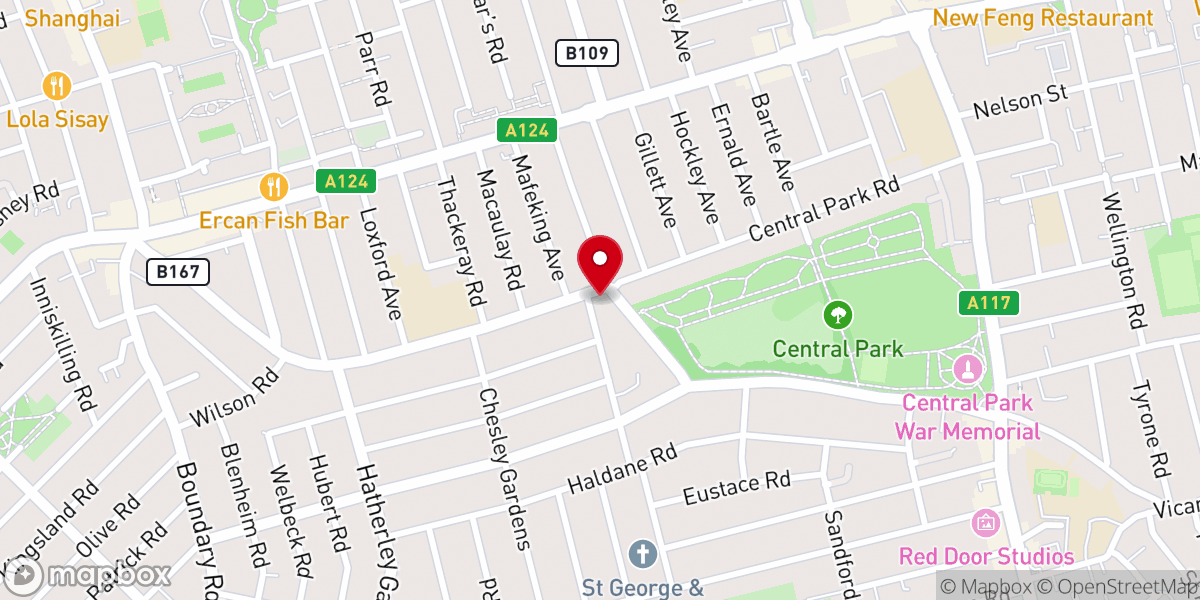 Map showing location of East Ham Elim Church