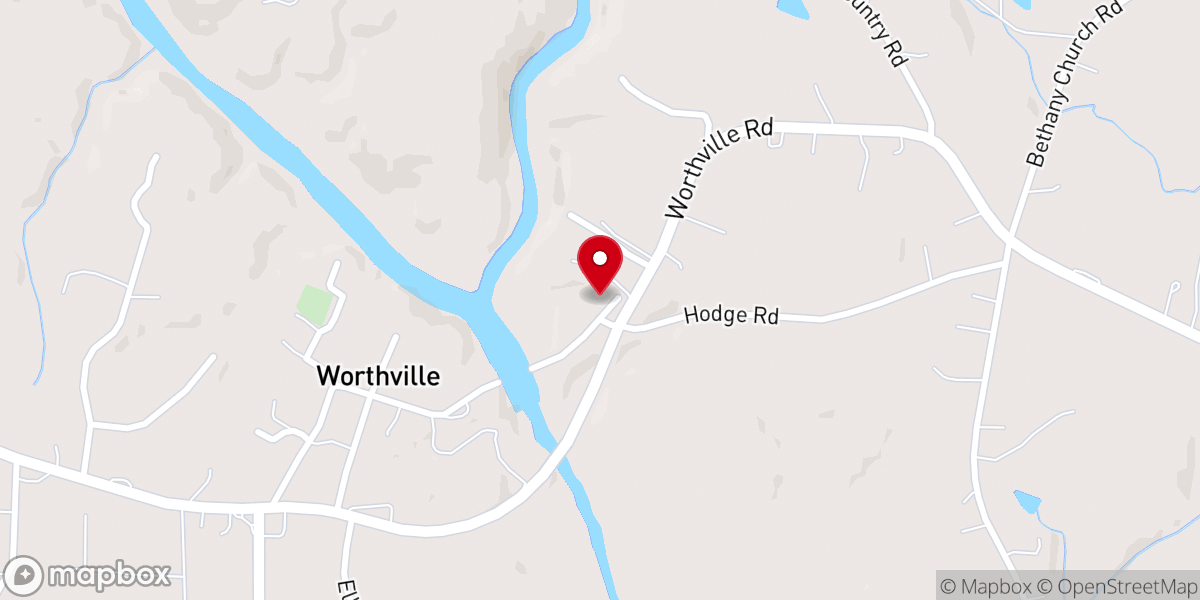 Map showing location of Worthville Baptist Church