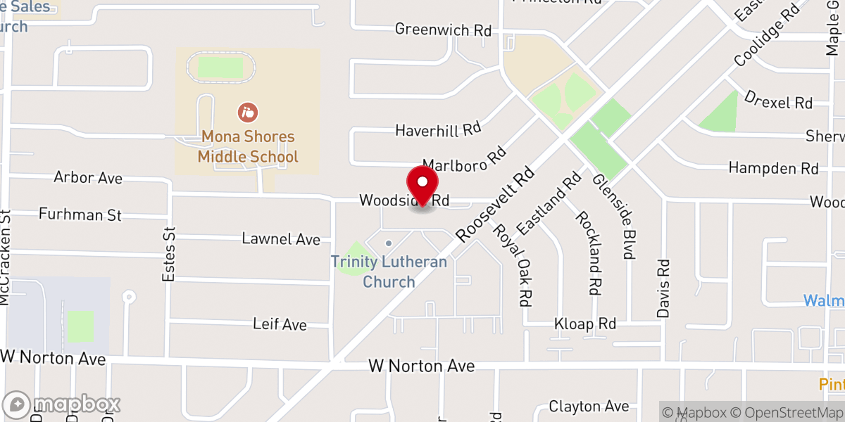 Map showing location of Trinity Lutheran Church