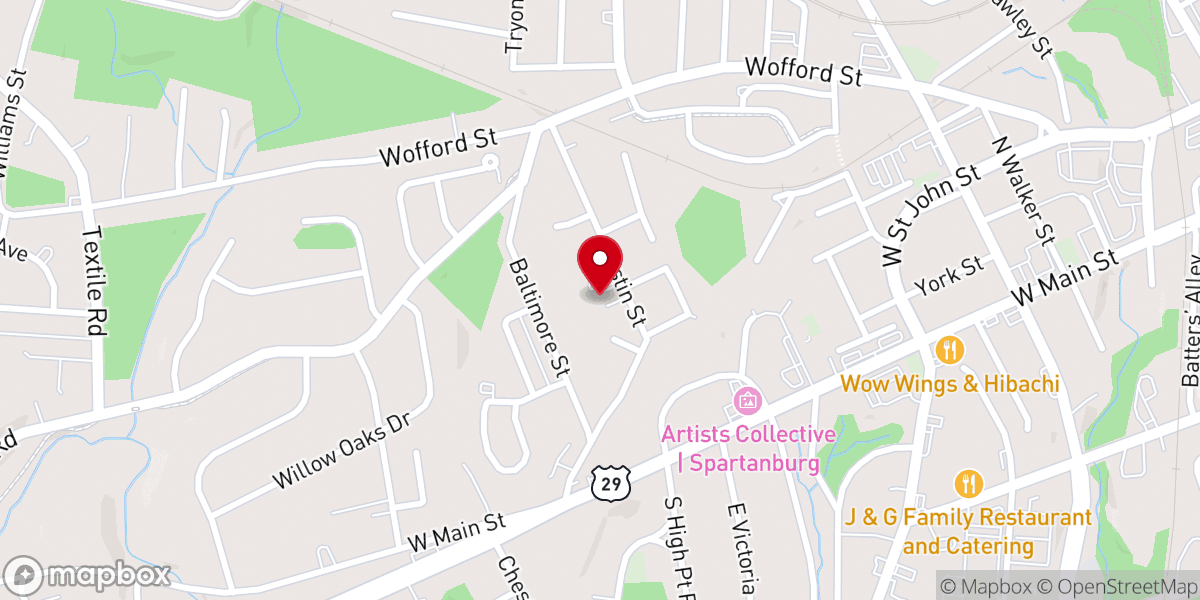Map showing location of Ebenezer Baptist Church