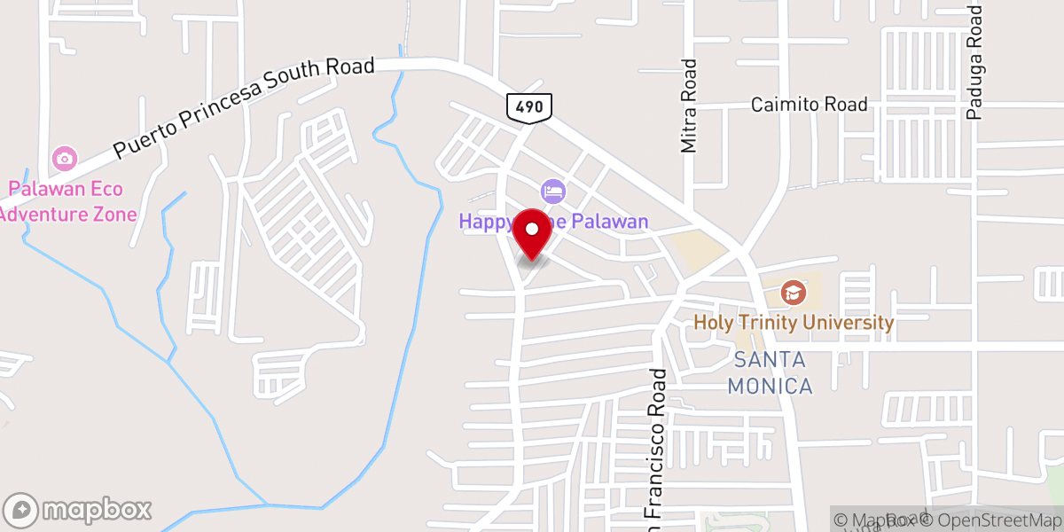 Map showing location of River Of Life Palawan Church