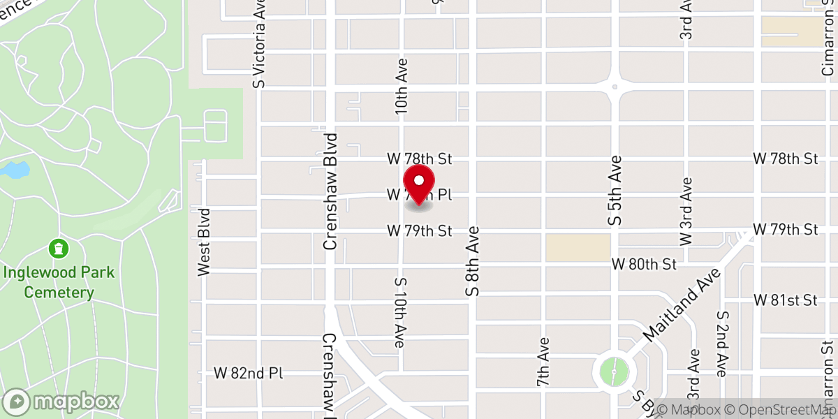Map showing location of Tenth Avenue Baptist Church
