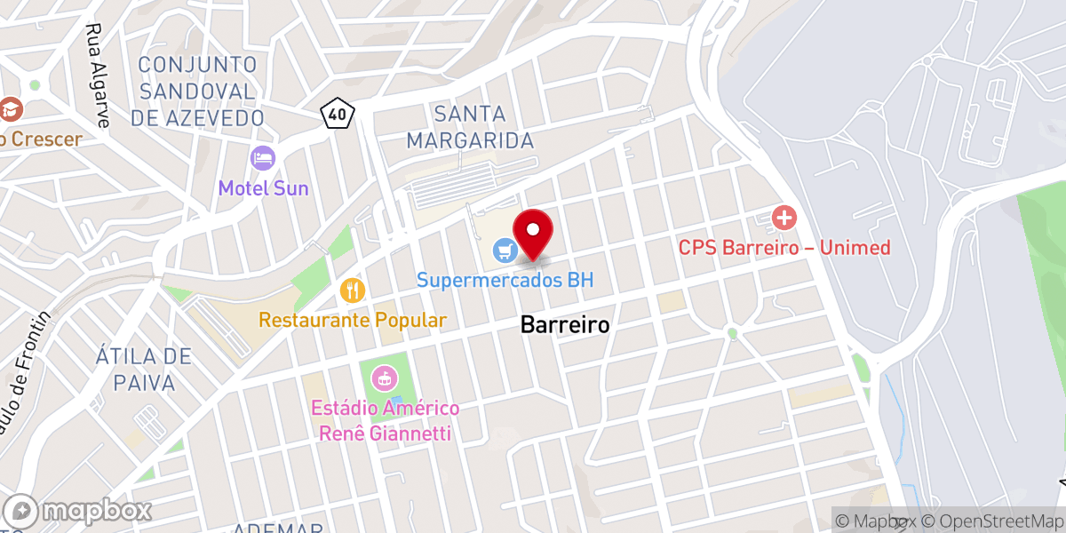 Map showing location of Igreja Batista Central do Barreiro
