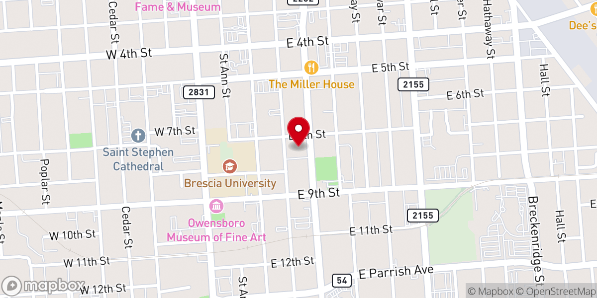 Map showing location of First Christian Church