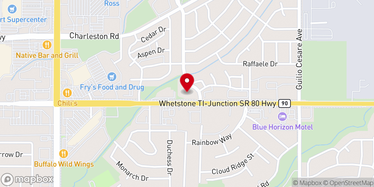 Map showing location of Mountain View Assembly of God