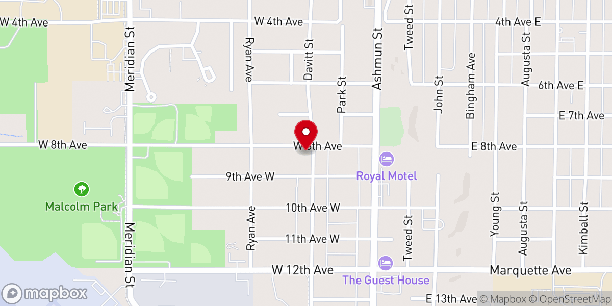Map showing location of West 8th Ave Church of Christ