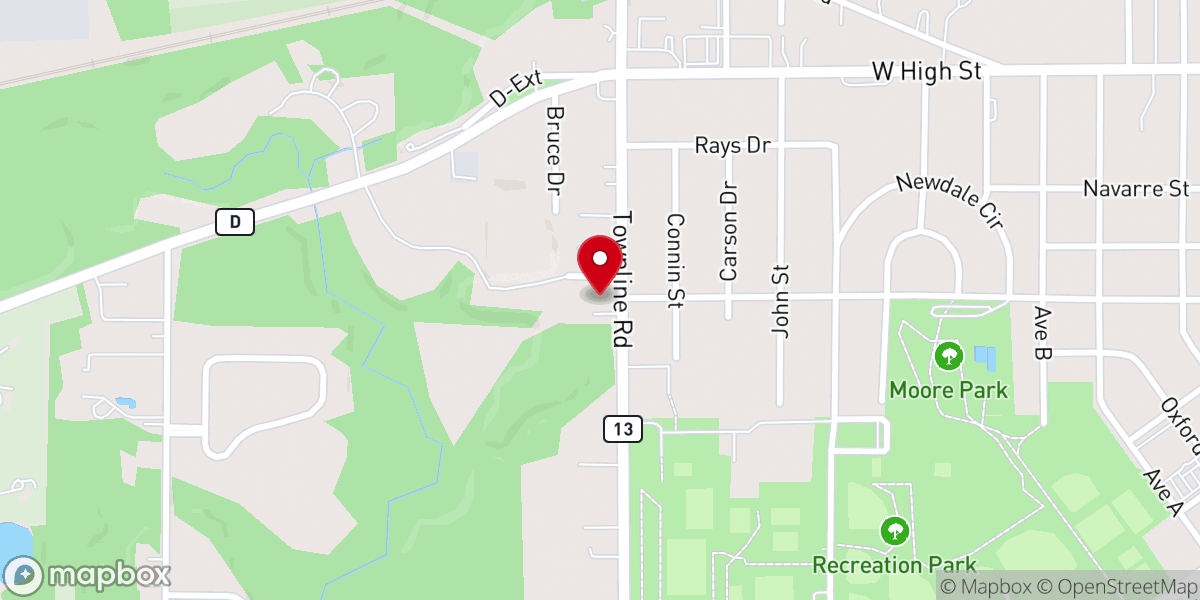 Map showing location of Bryan Church of the Nazarene