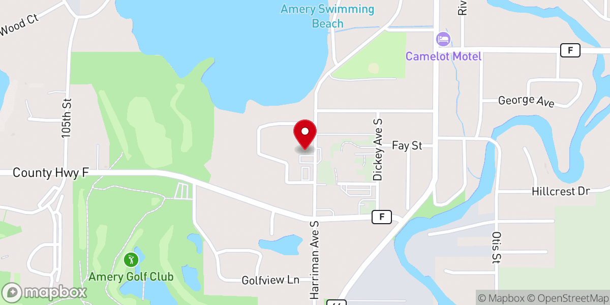 Map showing location of Amery Community Center
