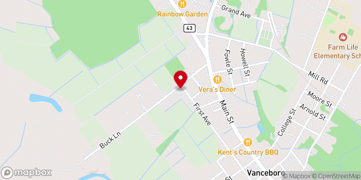 Map showing location of Vanceboro Pentecostal Hilliness Church