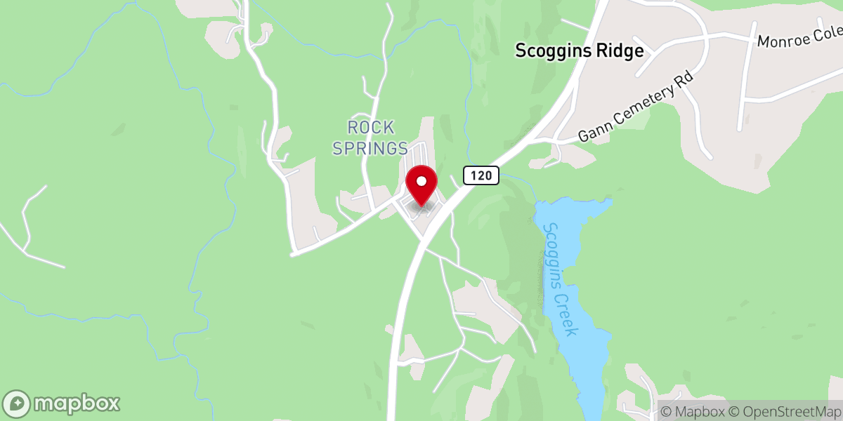 Map showing location of Pumpkinvine Baptist Church