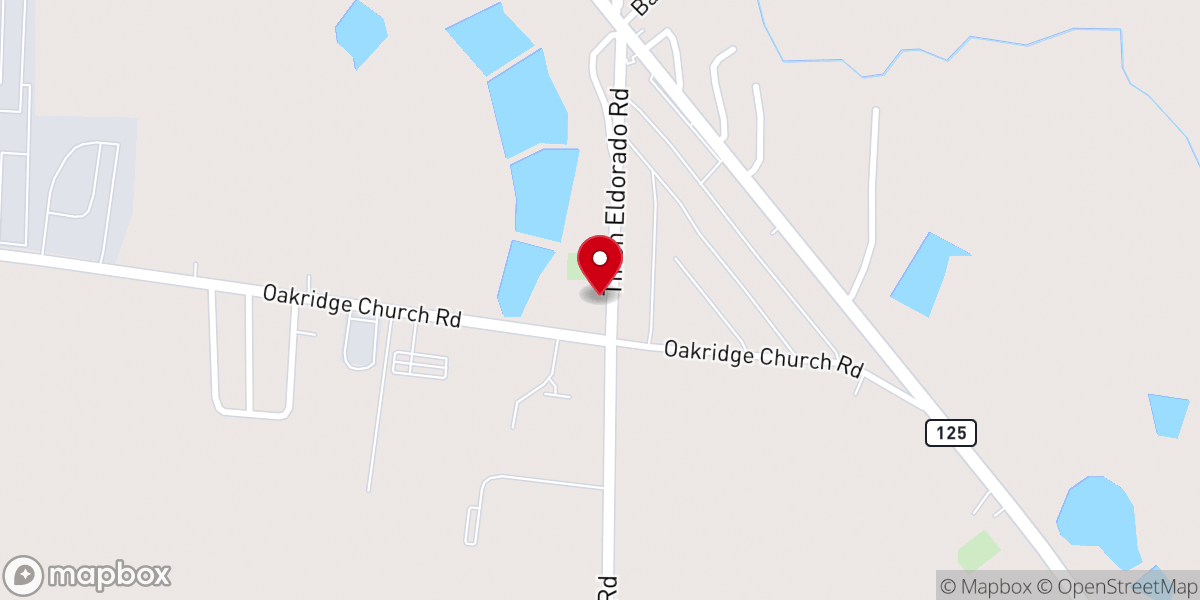 Map showing location of Oak Ridge Church