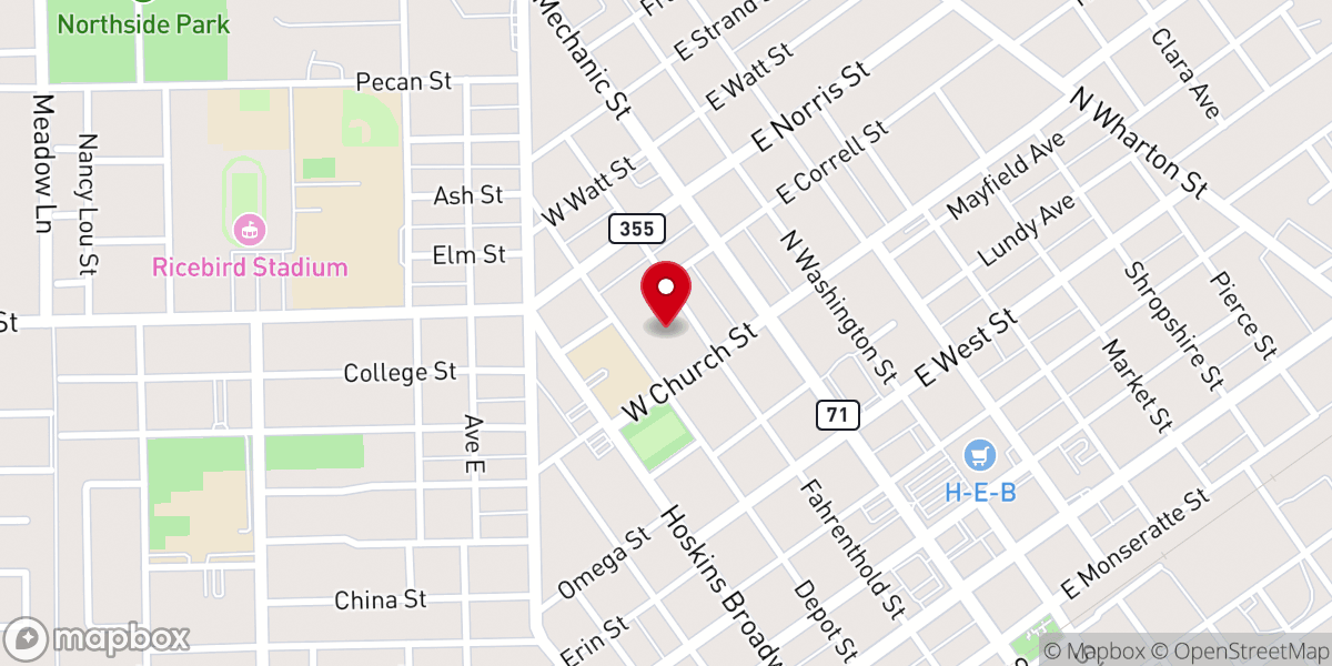 Map showing location of Pentecostals of El Campo