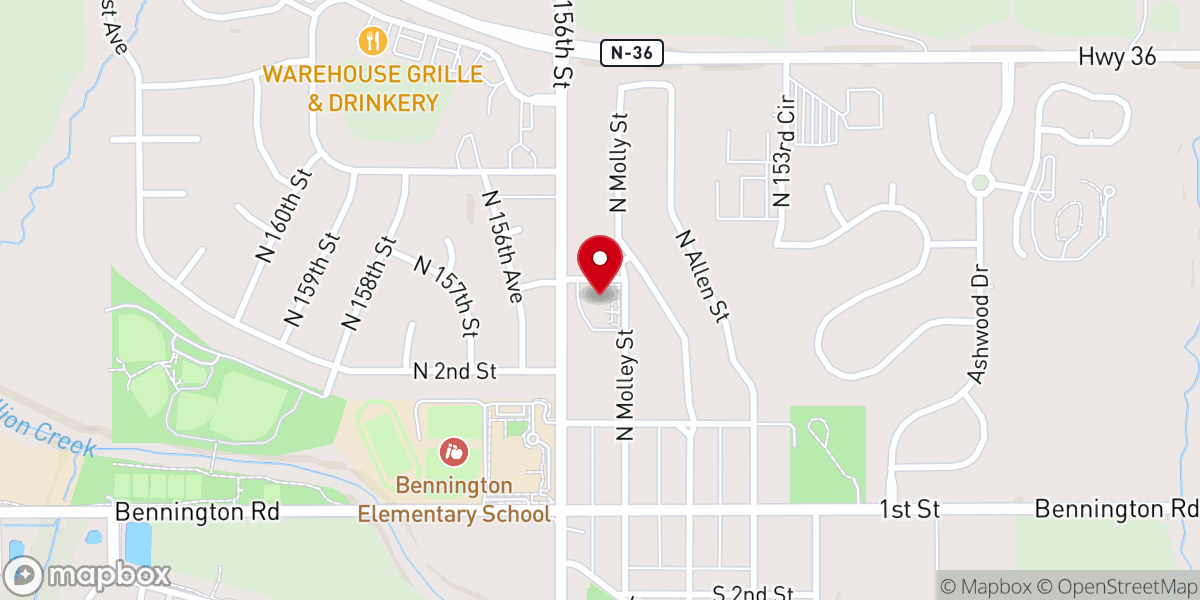 Map showing location of St John's Lutheran Church