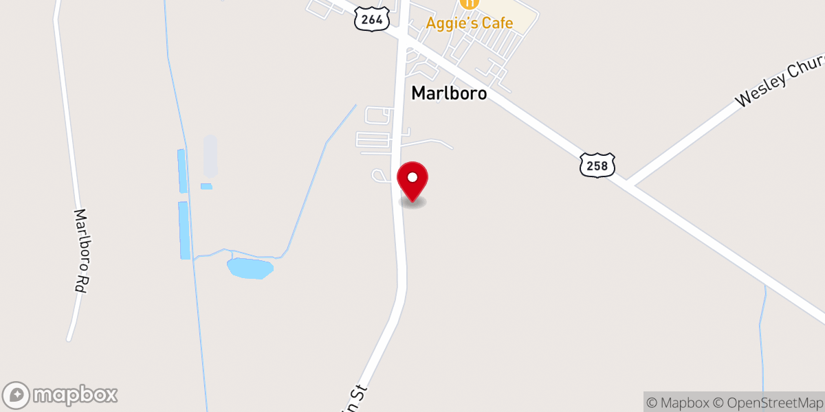 Map showing location of Farmville Church Of God