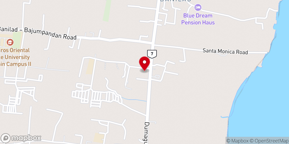 Map showing location of Dumaguete City Foursquare Gospel Church (DCFGC)