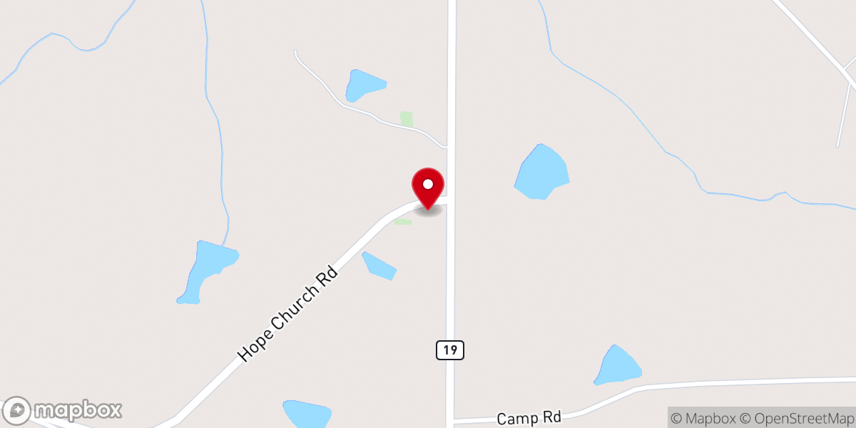 Map showing location of Hope Baptist Church