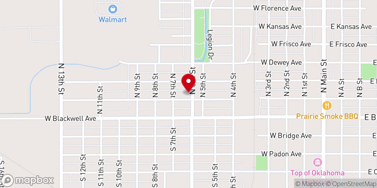 Map showing location of Free Will Baptist Church