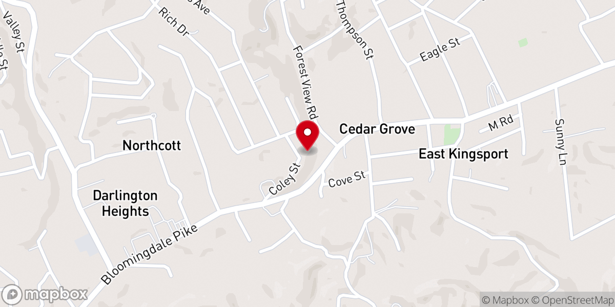 Map showing location of Cedar Grove Baptist Church