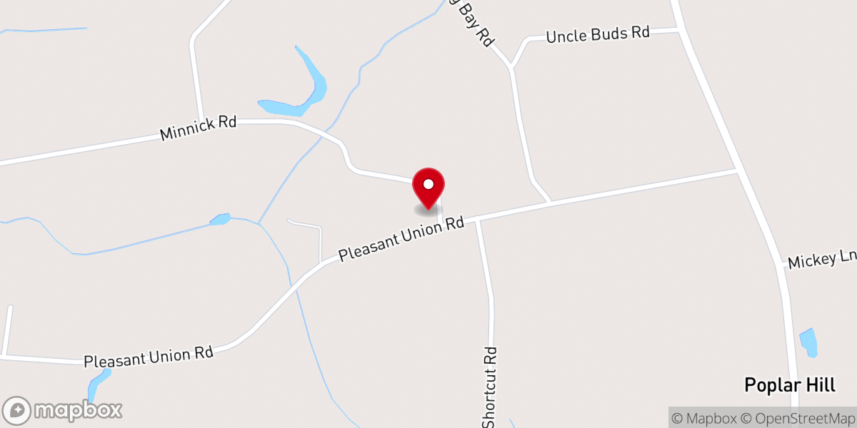 Map showing location of Pleasant Union Baptist Church