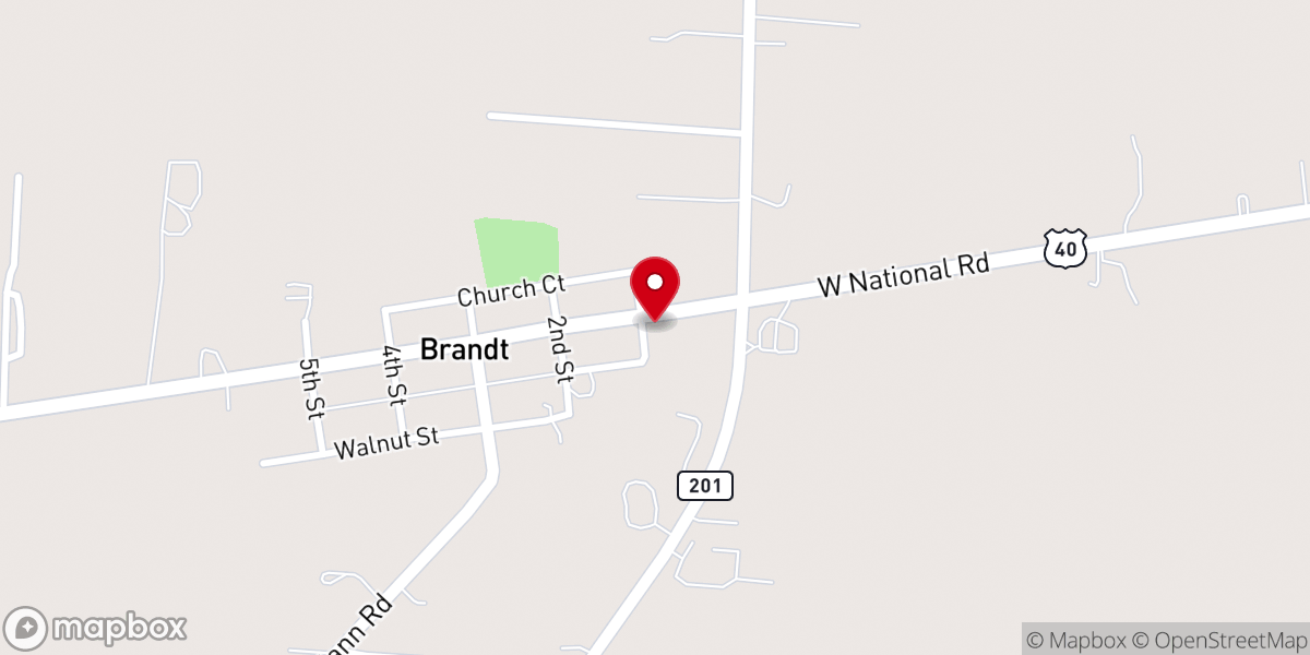 Map showing location of Brandt Lutheran Church