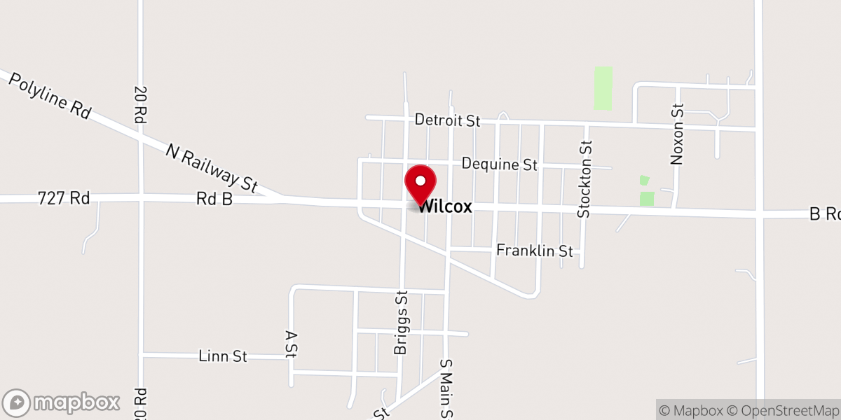 Map showing location of Wilcox Town Hall & Village Clerk